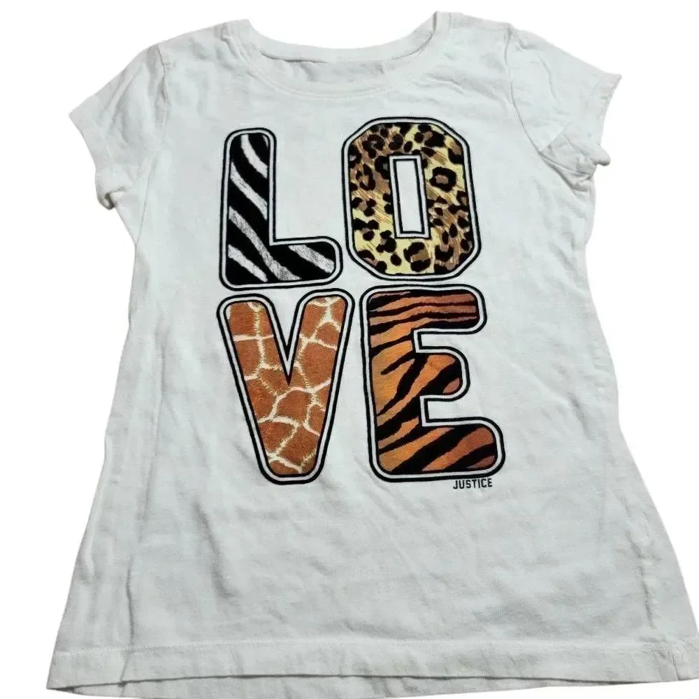 Justice Animal print Love shirt 8